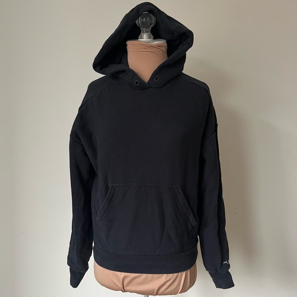 Rag & Bone Black Organic Cotton Logo Cuff Hoodie Sweatshirt Size XXS